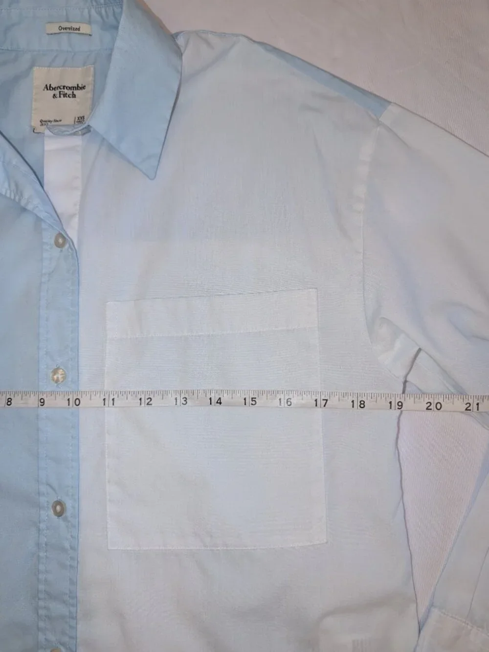 Abercrombie & Fitch | Oversized Poplin Button Down Colorblock Blue & White | XXS